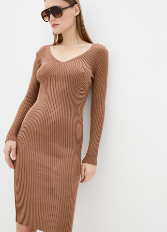 Світло-коричнева кежуал сукня сукня светр Sewel однотонна