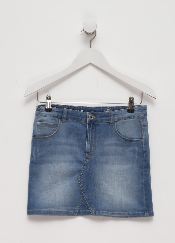 Голубая джинсовая однотонная юбка No Brand