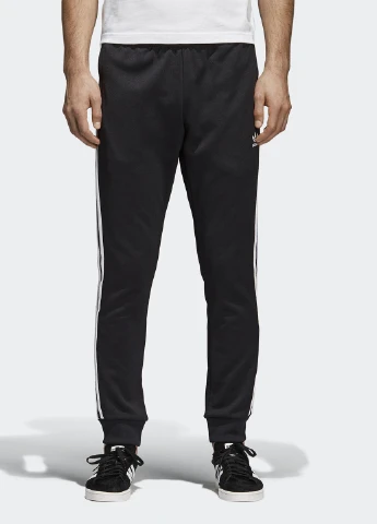 Черные спортивные демисезонные зауженные брюки adidas