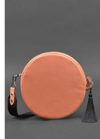 Круглая кожаная женская сумочка Tablet коралловая BlankNote (235752433)