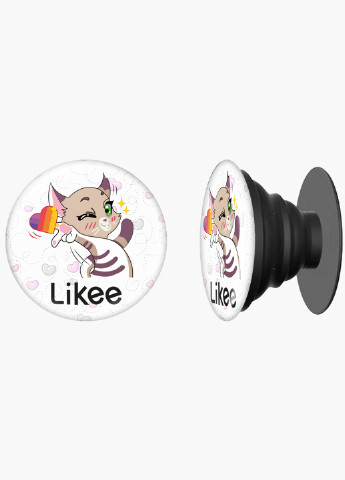 Попсокет (Popsockets) тримач для смартфону Лайк (Likee) (8754-1032) Чорний MobiPrint (216748297)