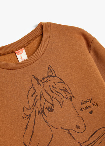 KOTON свитшот рисунок светло-коричневый кэжуал хлопок