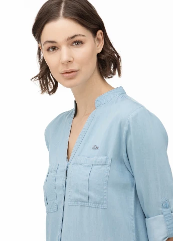 Светло-голубое джинсовое платье оверсайз Lacoste однотонное