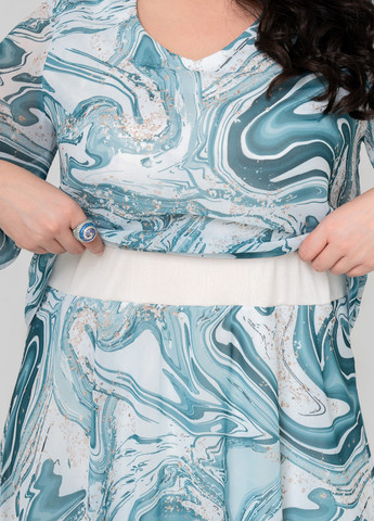 Бирюзовое кэжуал платье а-силуэт A'll Posa с абстрактным узором