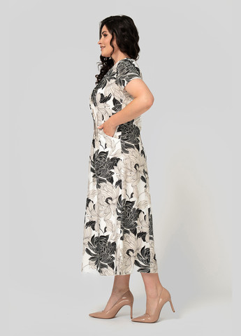 Комбинированное кэжуал платье а-силуэт A'll Posa с цветочным принтом