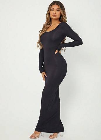 Черное праздничный, вечернее, кэжуал платье силуэтная, футляр SHEIN однотонное