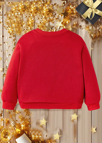 SHEIN свитшот новогодний красный кэжуал, спортивный полиэстер, трикотаж