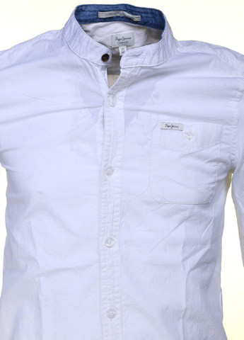 Белая классическая рубашка однотонная Pepe Jeans с длинным рукавом