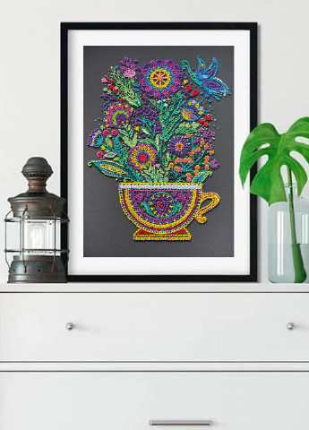 Набор для вышивки бисером на натуральном художественном холсте "Чашка со счастьем" Абрис Арт AB-842 Abris Art (255337304)