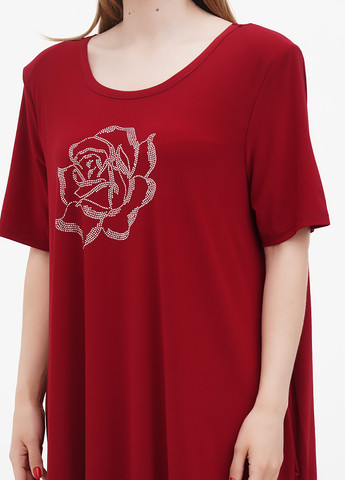 Бордовое кэжуал платье бордового цвета в стиле бохо роза art 0122a BABOCHKA XL Collection однотонное