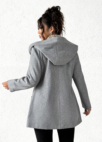 Світло-сіре демісезонне Пальто двобортне SHEIN