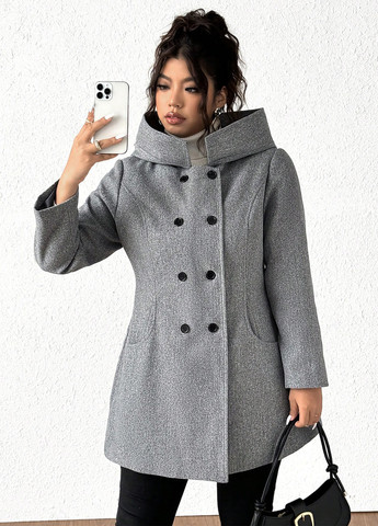 Світло-сіре демісезонне Пальто двобортне SHEIN