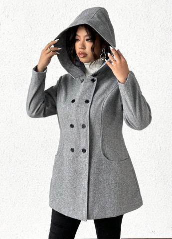 Світло-сіре демісезонне Пальто двобортне SHEIN