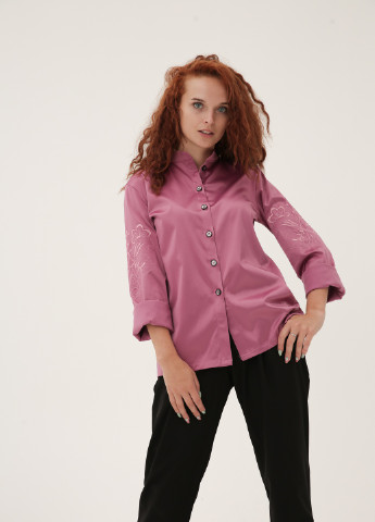 Сливовая из полированного хлопка с вышивкой на рукавах INNOE Рубашка - пиджак