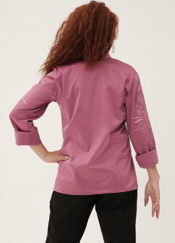 Сливова демісезонна сорочка - піджак з полірованой бавовни з вишивкою на рукавах INNOE Рубашка - пиджак