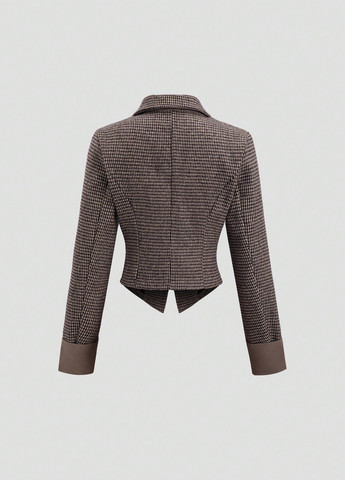 Цветной женский жакет SHEIN с узором пье-де-пуль «гусиная лапка» - демисезонный