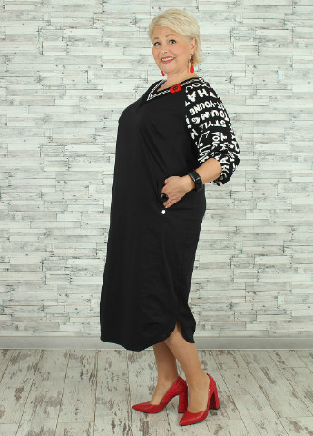 Черное кэжуал платье Nadin с надписью