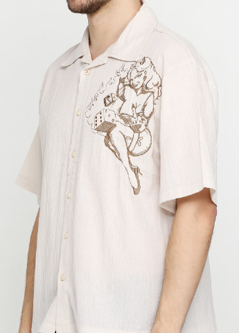 Бежевая кэжуал рубашка с рисунком MSY с коротким рукавом