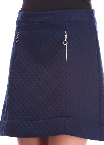 Темно-синяя кэжуал однотонная юбка Pull & Bear а-силуэта (трапеция)