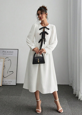 Білий кежуал сукня а-силует SHEIN однотонна