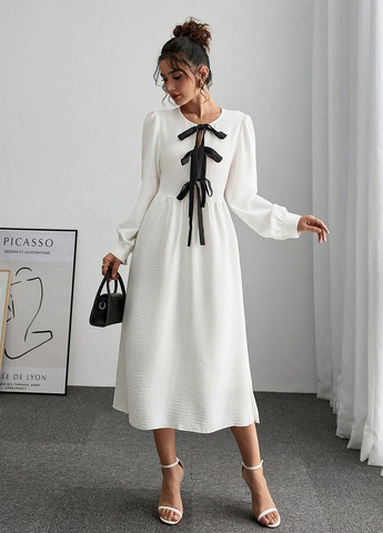 Білий кежуал сукня а-силует SHEIN однотонна