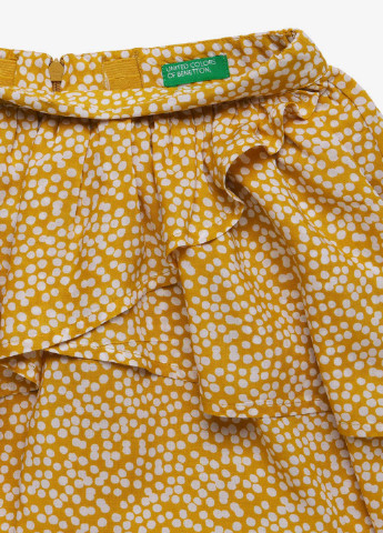 Горчичная кэжуал в горошек юбка United Colors of Benetton клешированная
