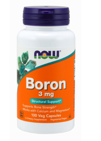 Бор, 3 мг, Boron 3 mg,, 100 вегетаріанських капсул Now Foods (228292059)
