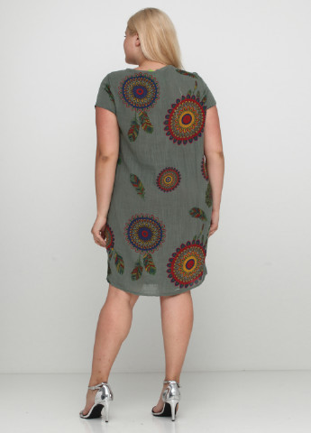 Оливковое (хаки) кэжуал платье New Collection с цветочным принтом