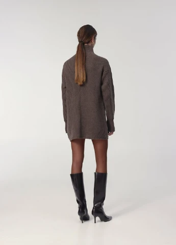 Кофейное кэжуал платье платье-свитер KNITLAB меланжевое