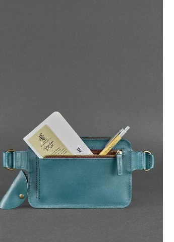 Кожаная поясная сумка Dropbag Mini зеленая BlankNote (253147277)