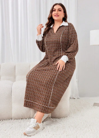 Комбінована кежуал сукня а-силует SHEIN з геометричним візерунком