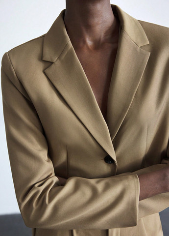 Темно-бежевый женский жакет SHEIN однотонный - демисезонный