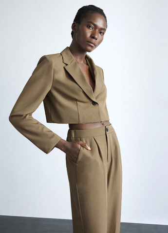 Темно-бежевый женский жакет SHEIN однотонный - демисезонный