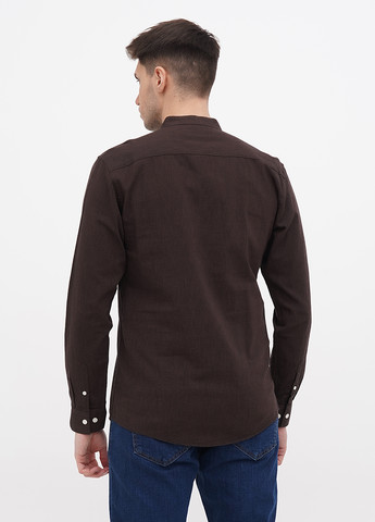 Темно-коричневая кэжуал рубашка однотонная Minimum