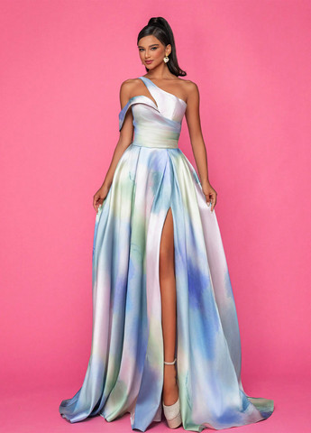 Комбінована святковий, вечірня сукня з пишною спідницею, на одне плече, з відкритою спиною SHEIN тай-дай