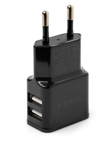 Зарядное устройство 2 Port USB Wall Charger 2.1A (VCPWCH2USB2ABK) Vinga (216637929)