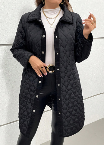 Черная демисезонная куртка куртка-пальто SHEIN