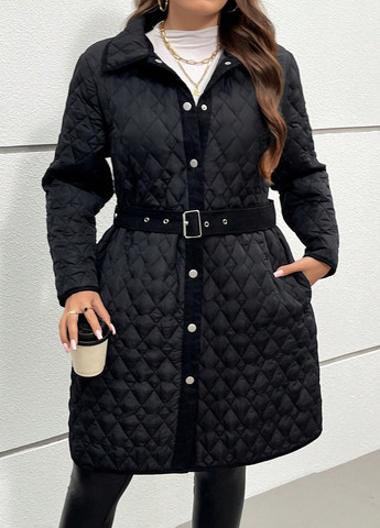 Черная демисезонная куртка куртка-пальто SHEIN