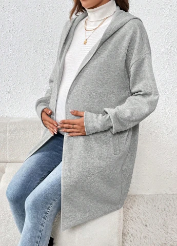 Серая демисезонная куртка для беременных SHEIN