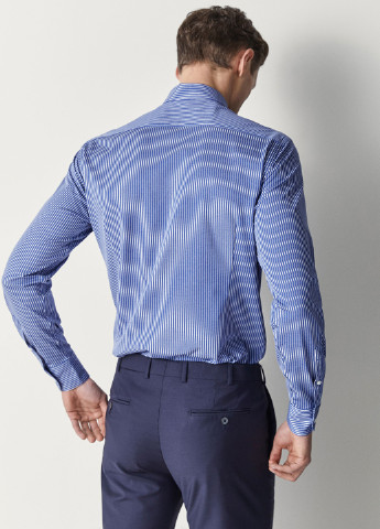 Темно-синяя кэжуал рубашка в полоску Massimo Dutti с длинным рукавом