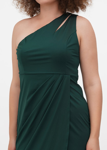 Зеленое вечернее платье на запах No Brand однотонное