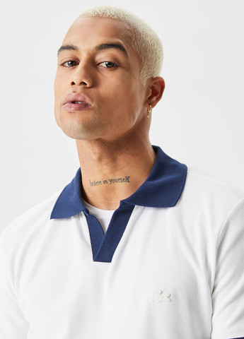 Белая футболка-поло для мужчин Lacoste с логотипом
