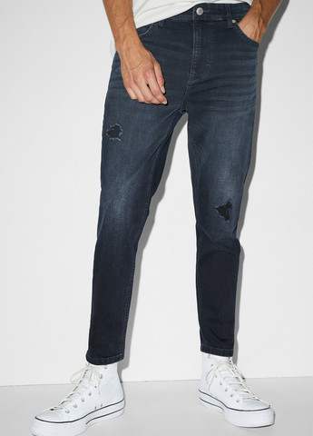 Темно-синие демисезонные зауженные, бойфренды джинсы C&A