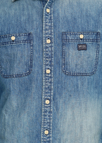 Синяя джинсовая рубашка однотонная Ralph Lauren с длинным рукавом