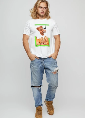 Біла футболка чоловіча basic /air print/ YAPPI