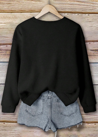 Черный свитшот SHEIN надпись без декора (333879305)