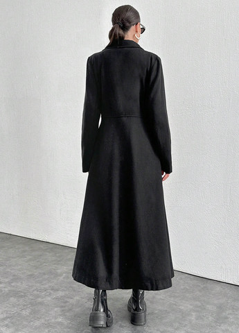 Чорне демісезонне Пальто двобортне SHEIN