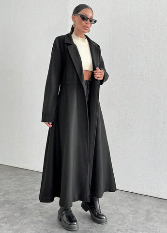 Чорне демісезонне Пальто двобортне SHEIN