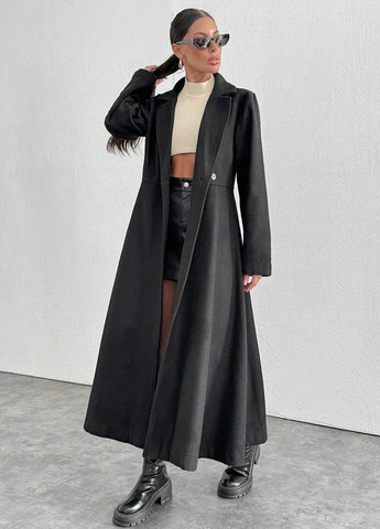 Чорне демісезонне Пальто двобортне SHEIN