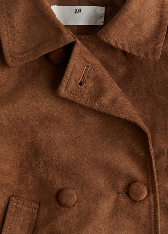 Кофейное Кэжуал полупальто двубортное H&M однотонное
